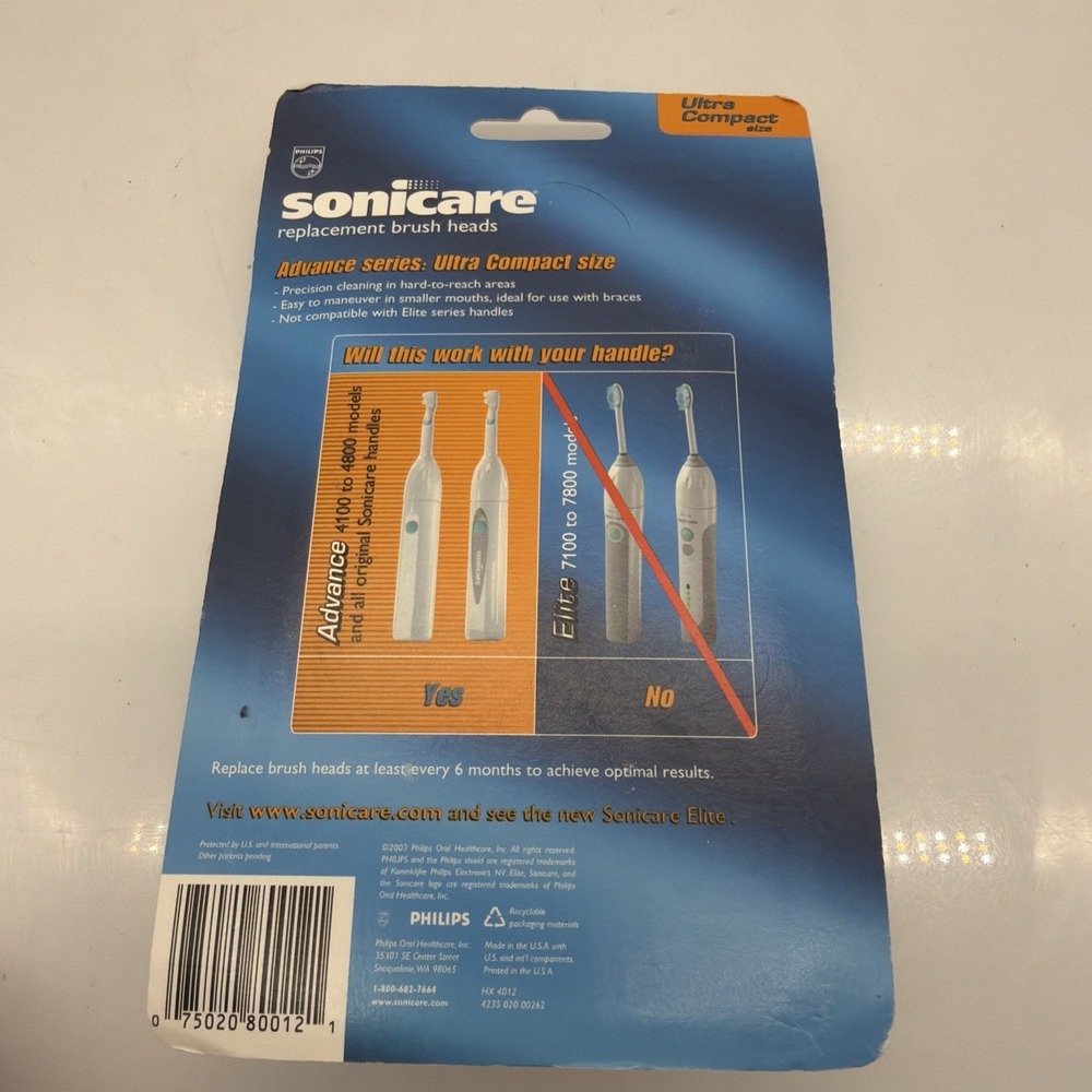 PHILIPS Sonicare Advance Compact Replacement Toothbrush Heads Vintage 2003 - Picture 4 of 9